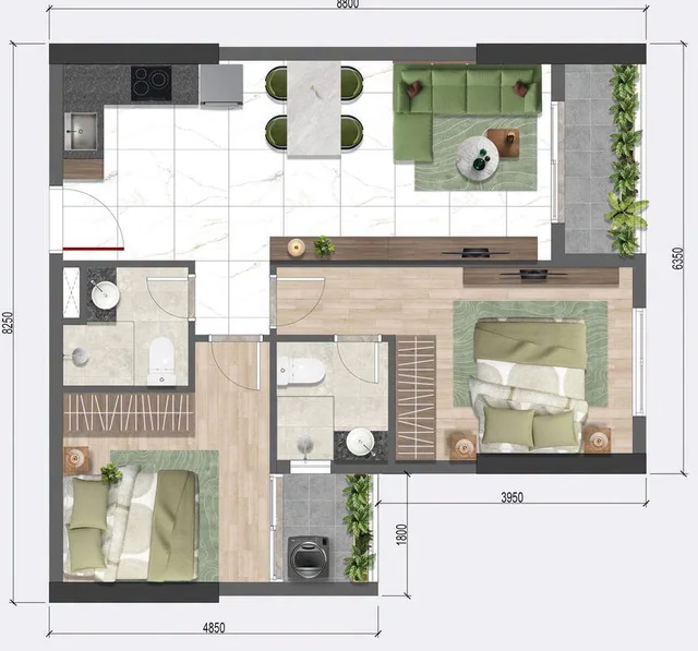 Mặt bằng căn hộ loại C4