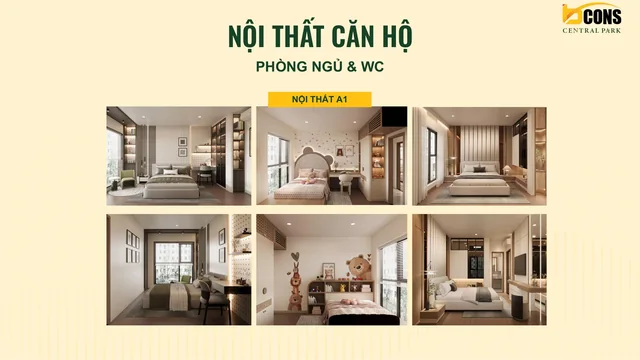 Căn A1 — phòng ngủ và khu vệ sinh